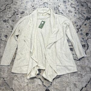 La Cera Women’s Open Front Cardigan Sweater Oat Beige Medium NWT